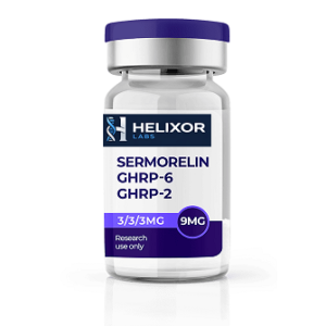 Sermorelin GHRP-6 GHRP-2 Blend 9mg laboratory peptide vial